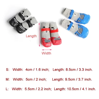 4pcs/lot Winter Warm Dog Socks Anti-Slip Rain Snow Boots Waterproof Puppy Chihuahua Dogs Shoes Booties for Small Large Dogs - Image 6