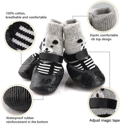 4pcs/lot Winter Warm Dog Socks Anti-Slip Rain Snow Boots Waterproof Puppy Chihuahua Dogs Shoes Booties for Small Large Dogs - Image 2