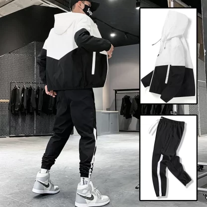 Men Tracksuit Casual Joggers Hooded Sportswear Jackets And Pants 2 Piece Sets Hip Hop Running Sports Suit - Image 2