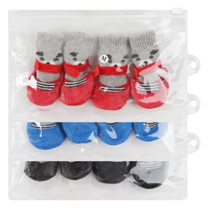 4pcs/lot Winter Warm Dog Socks Anti-Slip Rain Snow Boots Waterproof Puppy Chihuahua Dogs Shoes Booties for Small Large Dogs - Image 5