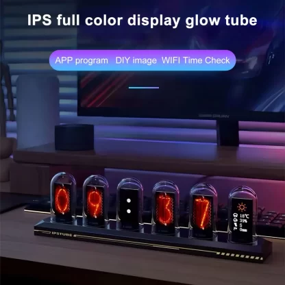 RGB Nixie Tube Clock LED Glows IPS Color Screen DIY Analog Digital Tube Night lights Gaming Desktop Home Decoration Gift Idea - Image 2