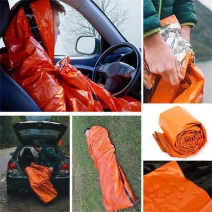 Portable Waterproof Emergency Survival Sleeping Bag Hiking Camping Gear Thermal Bivy Sack First Aid Rescue Kit Mylar Blanket - Image 3