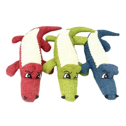 3pcs Pet Chew Toys Interactive Cartoon Animal Plush Alligator Shape Dog Sound Toy Gnawing Grinding Teeth Training Supplies 01 - Image 4