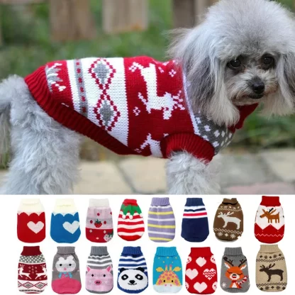 Small Cat Dog Sweater Pullover Winter Dog Clothes for Small Dogs Chihuahua Yorkies Puppy Jacket Pet Clothing Christmas