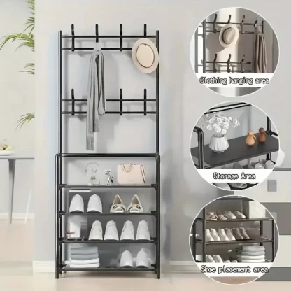 Clothes Hanger Multi-Layer Shoe Rack Doorway DIY Hat And Shoes Shelf Simple Floor-Standing Living Room Organizer Storage Racks - Image 3