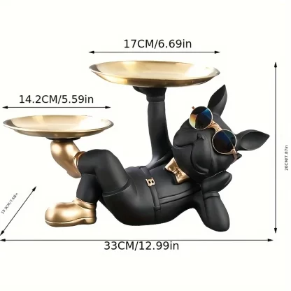 Nordic French Bulldog Animal Figurines Resin Cool Dog Sculpture Tray Candy Snack Key Fruit Jewelry Storage Statue HomeDecor - Image 4