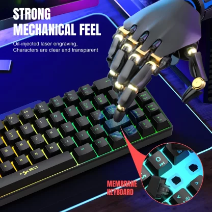 HXSJ V200 Wired K68 RGB Streamer Mini Gaming Keyboard 19-Key Conflict-Free Membrane Keyboard but Mechanical Feel for Game/Office - Image 3