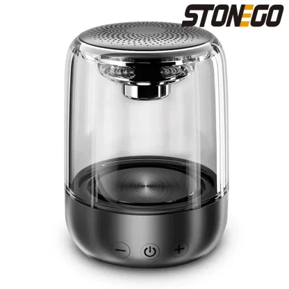 STOENGO True Wireless Stereo Speaker with Transparent Design, Breathing LED Light, TWS Bluetooth 5.0, TF Card & AUX Audio Input