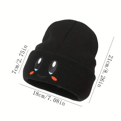 Big Eye Embroidery Elasticity Beanies Women's Cartoon Knitted Skull Caps Winter Warm Hip Hop Hats Men Crimping Melon Leather Hat - Image 6