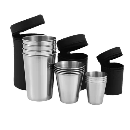 4Pcs Outdoor Practical Travel Stainless Steel Cups Mini Set Glasses For Whisky Wine With Case Portable Drinkware 30ml/70ml/170ml - Image 6