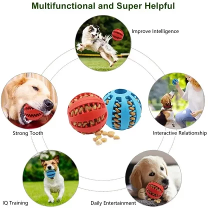 Dog Toy Ball, Nontoxic Bite Resistant Toy Ball for Pet Dogs Puppy Cat, Dog Pet Food Treat Feeder Chew Tooth Cleaning Ball - Image 5