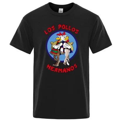 LOS POLLOS Hermanos Funny Printed T-Shirt Men Fashion Casual Short Sleeves Summer Cotton Breathable Tshirt Chicken Brothers Tee - Image 3