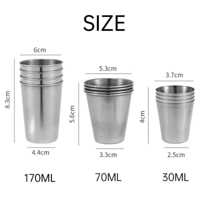 4Pcs Outdoor Practical Travel Stainless Steel Cups Mini Set Glasses For Whisky Wine With Case Portable Drinkware 30ml/70ml/170ml - Image 5