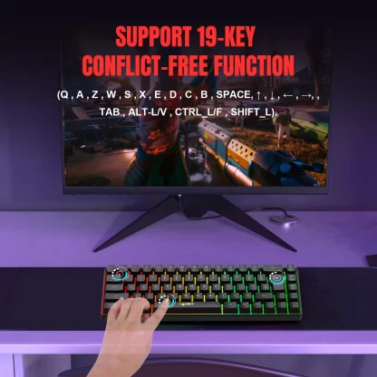 HXSJ V200 Wired K68 RGB Streamer Mini Gaming Keyboard 19-Key Conflict-Free Membrane Keyboard but Mechanical Feel for Game/Office - Image 5