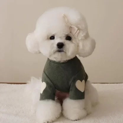 Love Winter Warm Pet Dog Clothes Base Shirt Cute Love Bear Teddy Yorkshire Hoodie Cat Pet Warm Clothes Designer Puppy Clothing - Image 2