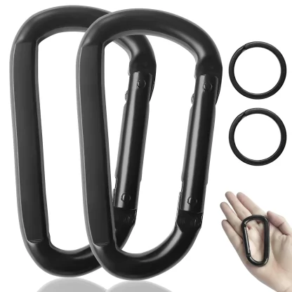 Carabiner Clip, 3" Heavy Duty Small Carabiner for Hammocks, Camping Accessories, Hiking, Keychains, 880 lbs, Black