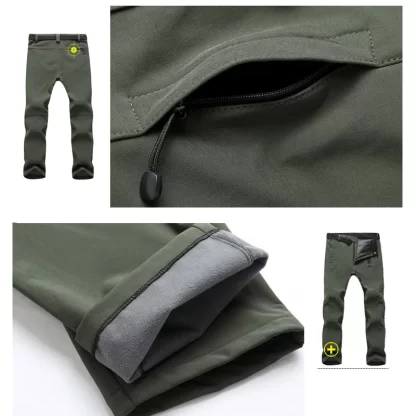 TRVLWEGO Warm Winter Men Soft Shell Pants Travel Waterproof Outdoor Camping&Hiking Pants Fleece Windproof Skiing Trousers - Image 5