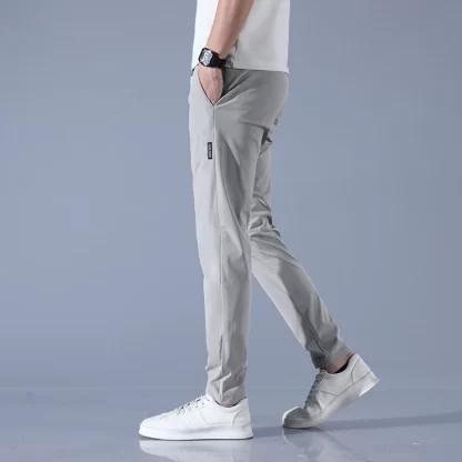 Ice Silk Men's Pants 2023 Summer New Black Gray Thin Business Casual Pants Outdoor Elastic Breathable Straight Leg Sweatpants - Image 3