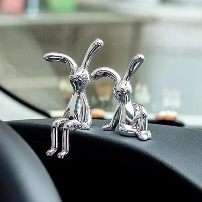 2PC Long-Eared Rabbit Double Statue Cartoon Decoration Accessories Living Room Bedroom Car Decoration Desktop Decorative Ornamet - Image 2