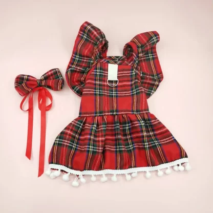 Christmas Dog Dresses Strap Autumn Winter Dog Clothing Skirt Cat Pet Clothing Cosplay Christmas Checker Clothes for Small Dog - Image 5