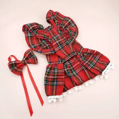 Christmas Dog Dresses Strap Autumn Winter Dog Clothing Skirt Cat Pet Clothing Cosplay Christmas Checker Clothes for Small Dog - Image 3