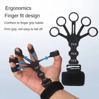 Hand Grip 5 Finger Exerciser Strength Trainning Power Forearm Rehabilitation Silicone Trainer Adjustable Strengthener For Wrist