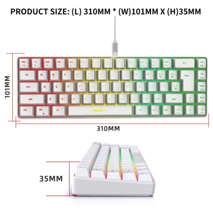 HXSJ V200 Wired K68 RGB Streamer Mini Gaming Keyboard 19-Key Conflict-Free Membrane Keyboard but Mechanical Feel for Game/Office - Image 6