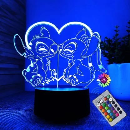 3D Illusion Stitch Night Light with Remote Control and Smart Touch Room Decor Lamp Birthday Valentine's Day Christmas Gifts - Image 2