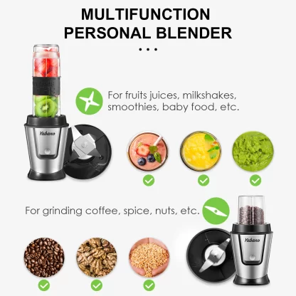 Personal Blender with 2 x 20oz Travel Bottle and Coffee/Spices Jar, Portable Smoothie Blender and Coffee Grinder in One - Image 2