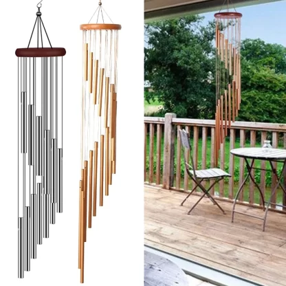 1piece 12 Tubes Aluminum Alloy Wind Chimes with Hook Gold/silver Bells for Outside Home Wedding Party Memorial Decoration Gifts - Image 2