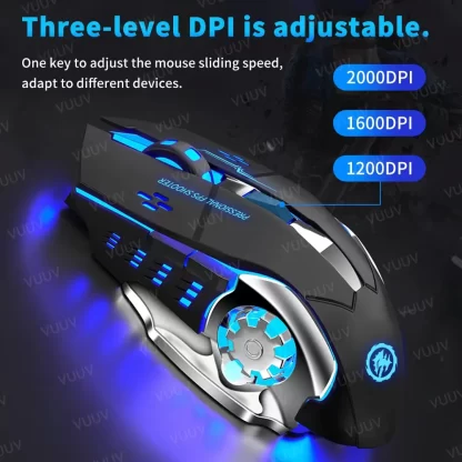 AIEACH Bluetooth Mouse Gaming Computer Rechargeable Wireless Mouse USB Mechanical E-Sports Backlight PC Gamer Mouse For Computer - Image 5