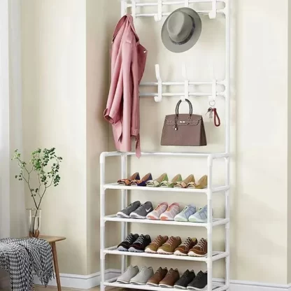 Clothes Hanger Multi-Layer Shoe Rack Doorway DIY Hat And Shoes Shelf Simple Floor-Standing Living Room Organizer Storage Racks - Image 2