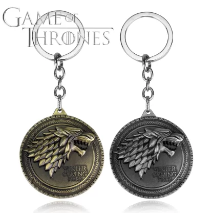 Movie Thrones Series Wolf Head Game Pendants Keychain Animal Jewelry Key Ring Backpack Accessories Key Chains Gifts Souvenir