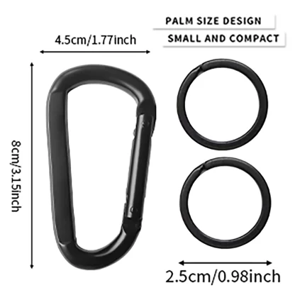 Carabiner Clip, 3" Heavy Duty Small Carabiner for Hammocks, Camping Accessories, Hiking, Keychains, 880 lbs, Black - Image 4