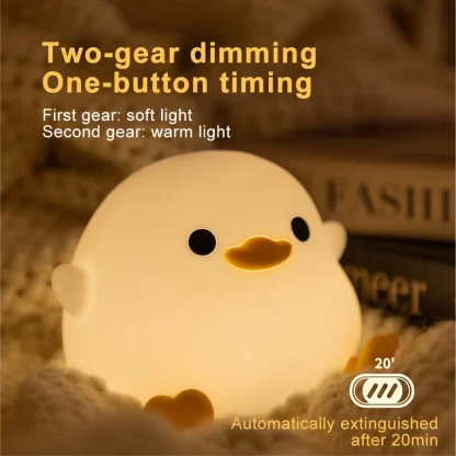 LED Night light Cute duck Cartoon animals Silicone lamp for children kid Touch Sensor Timing USB Rechargeable for birthday gifts - Image 4