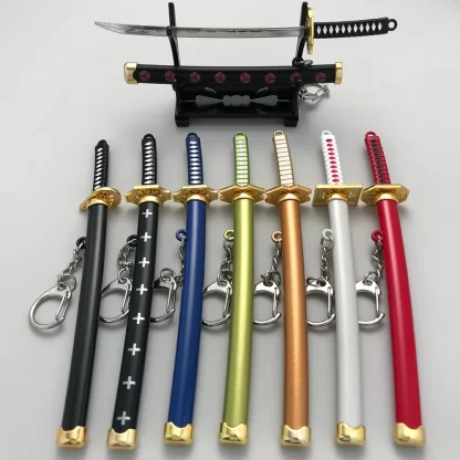 8 Styles Roronoa Zoro Samurai Sword Keychain For Women Men Scabbard Katana Sabre Buckle Keyrings Cosplay Toy Jewelry Gift N842