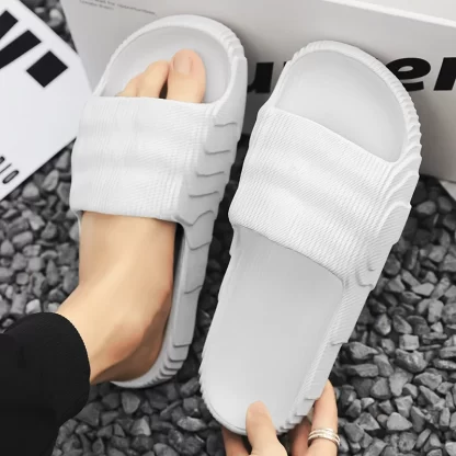 Soft Home Slippers Couple Summer Indoor Skid Proof Bathroom Slippers Sandals Hotel Solid Color Men Women Flip Flops Flat Shoes - Image 4