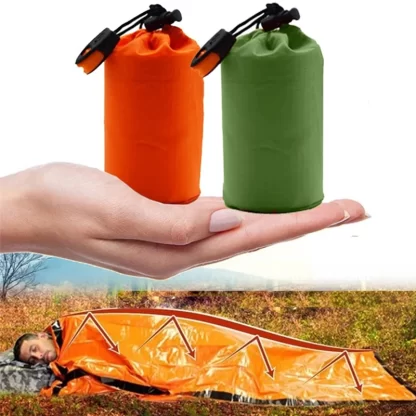 Portable Waterproof Emergency Survival Sleeping Bag Hiking Camping Gear Thermal Bivy Sack First Aid Rescue Kit Mylar Blanket - Image 2