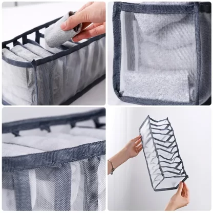 6/7/11 Foldable Underwear Underwear Socks Organizer With Dividers Clothes Storage Box Breathable Mesh Bag For Wardrobe - Image 4