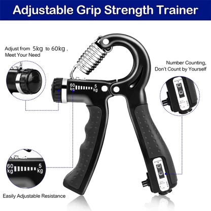 5-60kg Adjustable Hand Grip Strengthener Hand Grip Trainer With Counter Wrist Forearm And Hand Exerciser For Muscle Building - Image 3