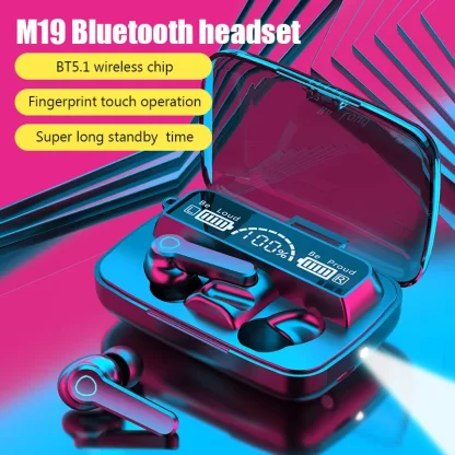 M19 Bluetooth Headset Wireless Tws Gaming Support Noise-cancelling Touch In-ear Mini Emergency Power Bank Headset