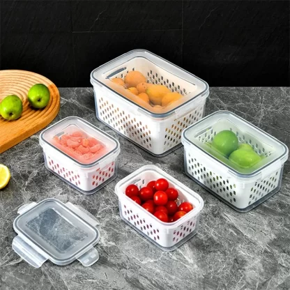 Refrigerator Storage Box Fridge Organizer Fresh Vegetable Fruit Boxes Drain Basket Storage Containers Pantry Kitchen Organizer - Image 4