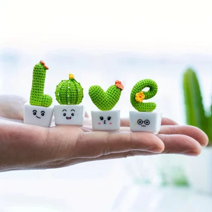 1 Set Of 4, Resin Succulent Cactus Mini Green Plant Car Office Home Living Room Crafts - Image 4