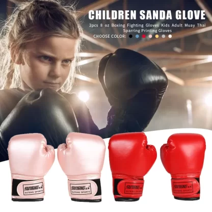 2pcs Boxing Training Fighting Gloves Leather Kids Muay Thai Kickboxing Gloves - Image 3