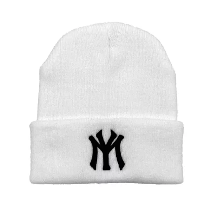 Unisex WY Letter Embroidery Beanies Autumn Winter Warm Hat Hip Caps for Women Men - Image 4