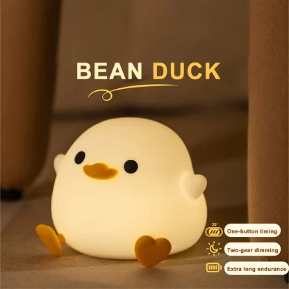 LED Night light Cute duck Cartoon animals Silicone lamp for children kid Touch Sensor Timing USB Rechargeable for birthday gifts - Image 2