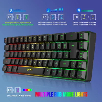 HXSJ V200 Wired K68 RGB Streamer Mini Gaming Keyboard 19-Key Conflict-Free Membrane Keyboard but Mechanical Feel for Game/Office - Image 2