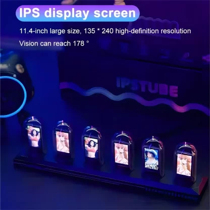 RGB Nixie Tube Clock LED Glows IPS Color Screen DIY Analog Digital Tube Night lights Gaming Desktop Home Decoration Gift Idea - Image 3