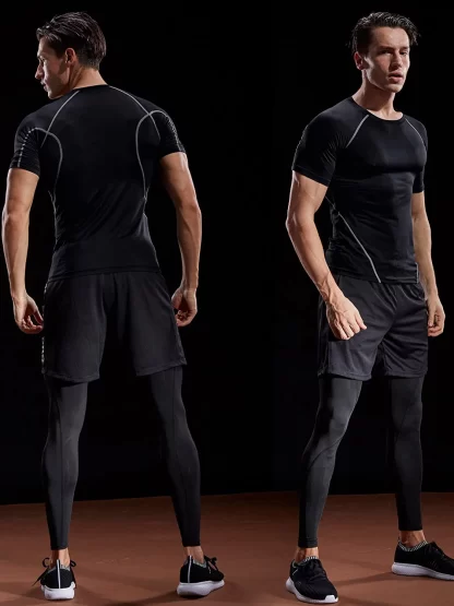 2024 Compression T Shirt Men Summer Sportswear Running T-shirt Elastic Quick Dry Sport Tops Tee Athletic Gym Workout Shirts Men - Image 3