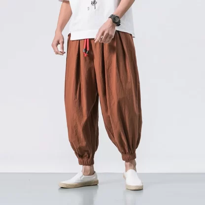 New Oversized Men Harem Pants Loose Chinese Style Cotton and Linen Sweatpants Joggers High Quality Casual Trousers Men - Image 3